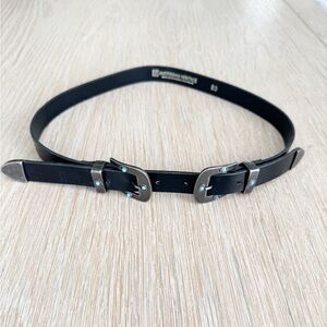 Amsterdam Heritage Women's Double Buckle Western Black Leather Waist Belt